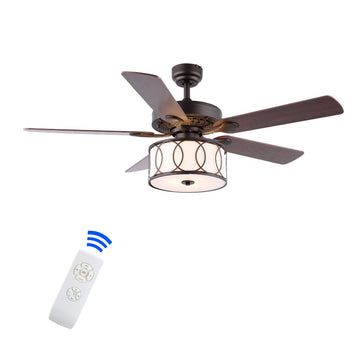 Circe 52" Transitional Glam Drum Shade LED Ceiling Fan With Remote - JONATHAN Y